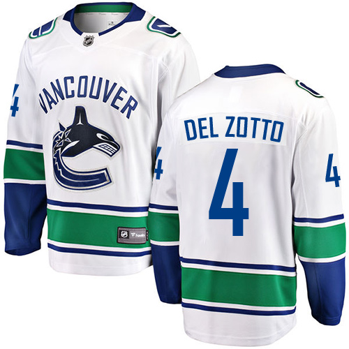 Youth Vancouver Canucks #4 Michael Del Zotto Fanatics Branded White Away Breakaway NHL Jersey