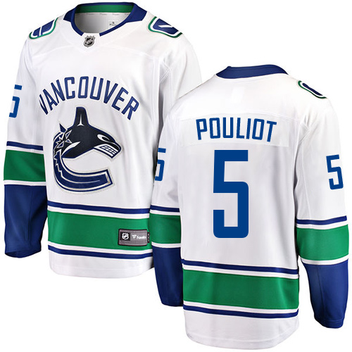 Men's Vancouver Canucks #5 Derrick Pouliot Fanatics Branded White Away Breakaway NHL Jersey
