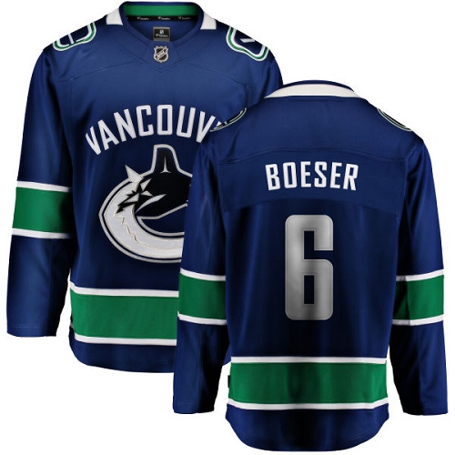 Men's Vancouver Canucks #6 Brock Boeser Fanatics Branded Blue Home Breakaway NHL Jersey