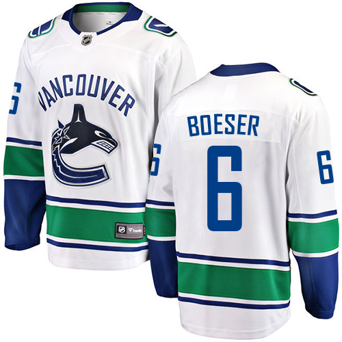 Men's Vancouver Canucks #6 Brock Boeser Fanatics Branded White Away Breakaway NHL Jersey