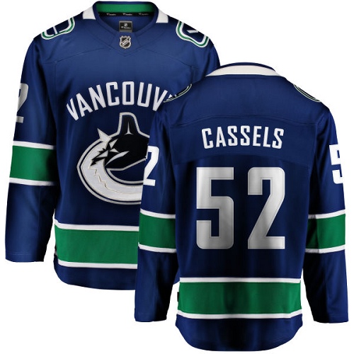 Youth Vancouver Canucks #52 Cole Cassels Fanatics Branded Blue Home Breakaway NHL Jersey