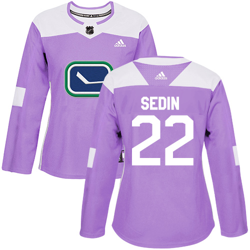 Women's Adidas Vancouver Canucks #22 Daniel Sedin Authentic Purple Fights Cancer Practice NHL Jersey