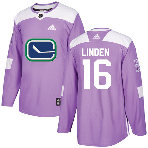 Men's Adidas Vancouver Canucks #16 Trevor Linden Authentic Purple Fights Cancer Practice NHL Jersey