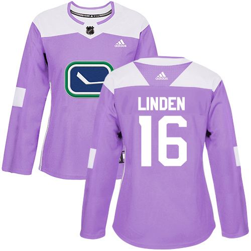 Women's Adidas Vancouver Canucks #16 Trevor Linden Authentic Purple Fights Cancer Practice NHL Jersey