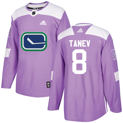 Men's Adidas Vancouver Canucks #8 Christopher Tanev Authentic Purple Fights Cancer Practice NHL Jersey