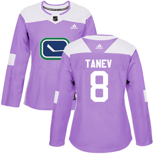 Women's Adidas Vancouver Canucks #8 Christopher Tanev Authentic Purple Fights Cancer Practice NHL Jersey