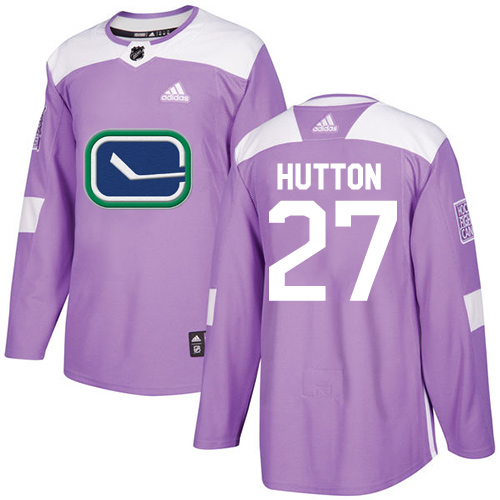 Men's Adidas Vancouver Canucks #27 Ben Hutton Authentic Purple Fights Cancer Practice NHL Jersey