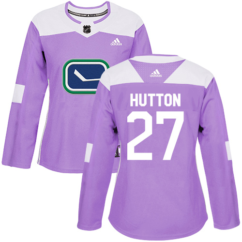Women's Adidas Vancouver Canucks #27 Ben Hutton Authentic Purple Fights Cancer Practice NHL Jersey