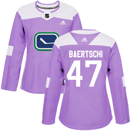 Women's Adidas Vancouver Canucks #47 Sven Baertschi Authentic Purple Fights Cancer Practice NHL Jersey