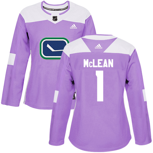 Women's Adidas Vancouver Canucks #1 Kirk Mclean Authentic Purple Fights Cancer Practice NHL Jersey