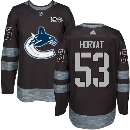 Men's Adidas Vancouver Canucks #53 Bo Horvat Authentic Black 1917-2017 100th Anniversary NHL Jersey