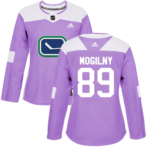 Women's Adidas Vancouver Canucks #89 Alexander Mogilny Authentic Purple Fights Cancer Practice NHL Jersey