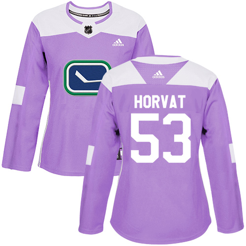 Women's Adidas Vancouver Canucks #53 Bo Horvat Authentic Purple Fights Cancer Practice NHL Jersey