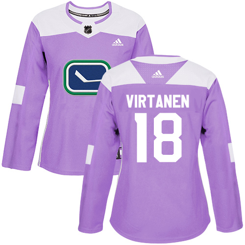 Women's Adidas Vancouver Canucks #18 Jake Virtanen Authentic Purple Fights Cancer Practice NHL Jersey