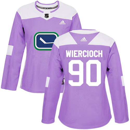 Women's Adidas Vancouver Canucks #90 Patrick Wiercioch Authentic Purple Fights Cancer Practice NHL Jersey