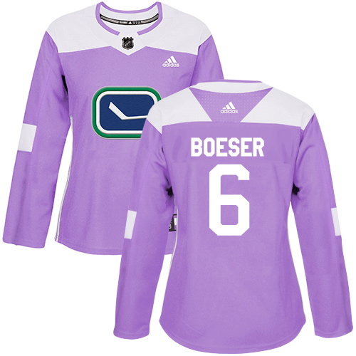 Women's Adidas Vancouver Canucks #6 Brock Boeser Authentic Purple Fights Cancer Practice NHL Jersey