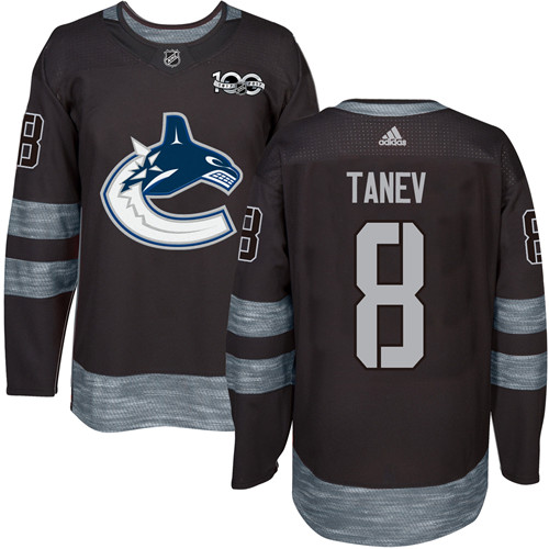 Men's Adidas Vancouver Canucks #8 Christopher Tanev Authentic Black 1917-2017 100th Anniversary NHL Jersey