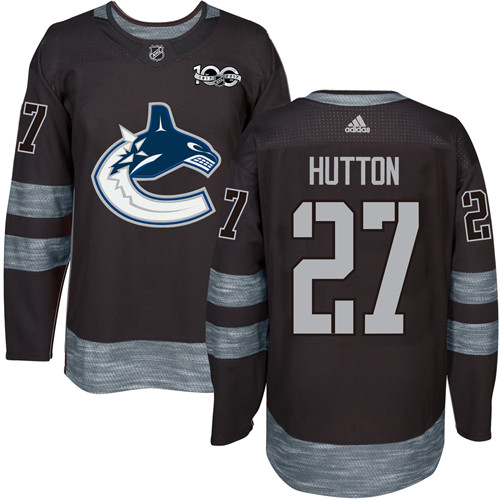 Men's Adidas Vancouver Canucks #27 Ben Hutton Authentic Black 1917-2017 100th Anniversary NHL Jersey