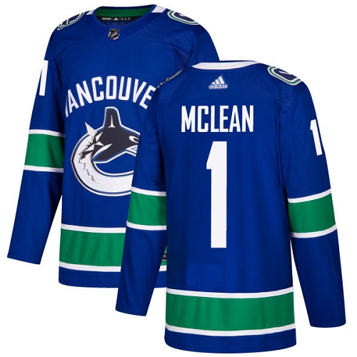 Men's Adidas Vancouver Canucks #1 Kirk Mclean Authentic Blue Home NHL Jersey
