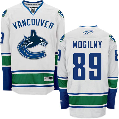 Men's Reebok Vancouver Canucks #89 Alexander Mogilny Authentic White Away NHL Jersey