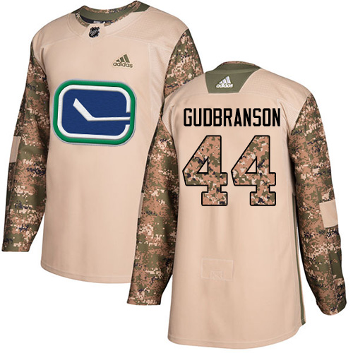 Men's Adidas Vancouver Canucks #44 Erik Gudbranson Authentic Camo Veterans Day Practice NHL Jersey