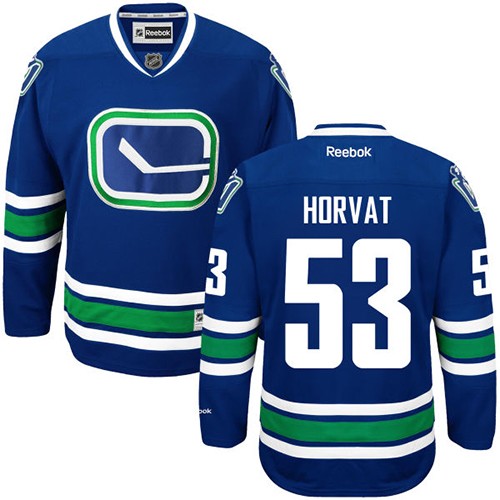 Men's Reebok Vancouver Canucks #53 Bo Horvat Premier Royal Blue Third NHL Jersey