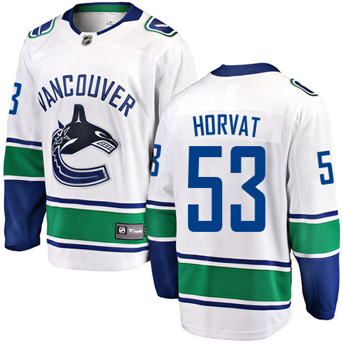 Men's Vancouver Canucks #53 Bo Horvat Fanatics Branded White Away Breakaway NHL Jersey