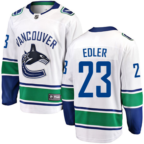 Youth Vancouver Canucks #23 Alexander Edler Fanatics Branded White Away Breakaway NHL Jersey