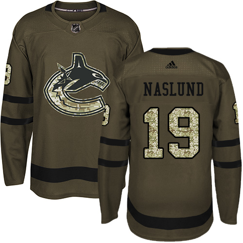 Men's Adidas Vancouver Canucks #19 Markus Naslund Authentic Green Salute to Service NHL Jersey