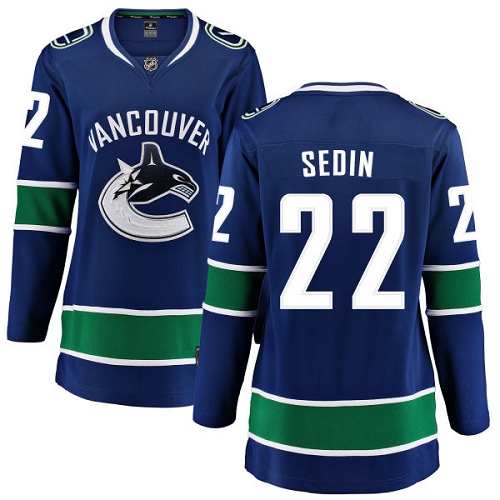 Women's Vancouver Canucks #22 Daniel Sedin Fanatics Branded Blue Home Breakaway NHL Jersey