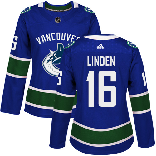 Women's Adidas Vancouver Canucks #16 Trevor Linden Premier Blue Home NHL Jersey