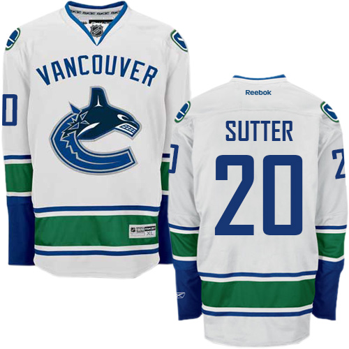 Youth Reebok Vancouver Canucks #20 Brandon Sutter Authentic White Away NHL Jersey