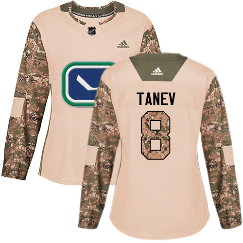 Women's Adidas Vancouver Canucks #8 Christopher Tanev Authentic Camo Veterans Day Practice NHL Jersey
