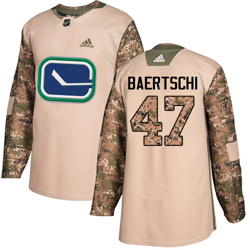 Youth Adidas Vancouver Canucks #47 Sven Baertschi Authentic Camo Veterans Day Practice NHL Jersey