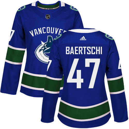 Women's Adidas Vancouver Canucks #47 Sven Baertschi Authentic Blue Home NHL Jersey