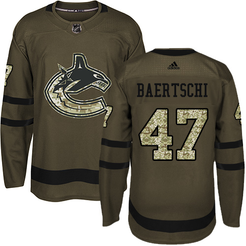 Youth Adidas Vancouver Canucks #47 Sven Baertschi Premier Green Salute to Service NHL Jersey