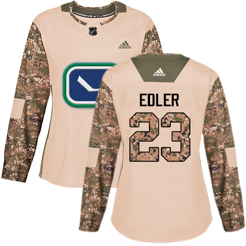 Women's Adidas Vancouver Canucks #23 Alexander Edler Authentic Camo Veterans Day Practice NHL Jersey