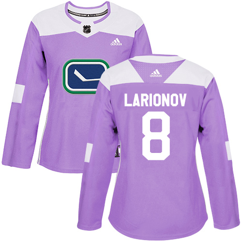 Women's Adidas Vancouver Canucks #8 Igor Larionov Authentic Purple Fights Cancer Practice NHL Jersey