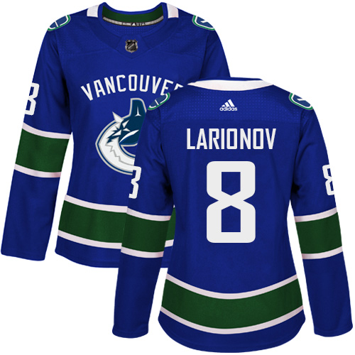 Women's Adidas Vancouver Canucks #8 Igor Larionov Authentic Blue Home NHL Jersey