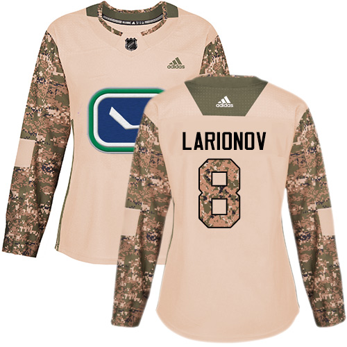 Women's Adidas Vancouver Canucks #8 Igor Larionov Authentic Camo Veterans Day Practice NHL Jersey