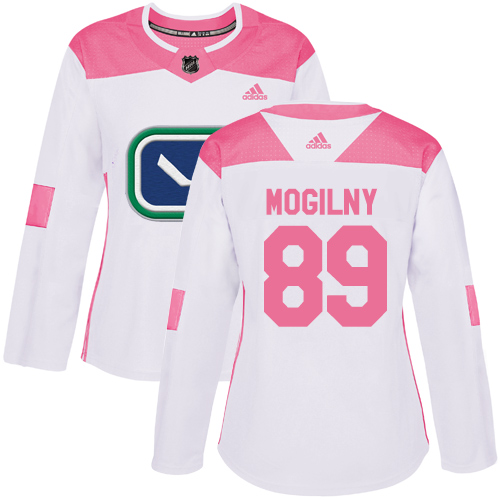 Women's Adidas Vancouver Canucks #89 Alexander Mogilny Authentic White/Pink Fashion NHL Jersey