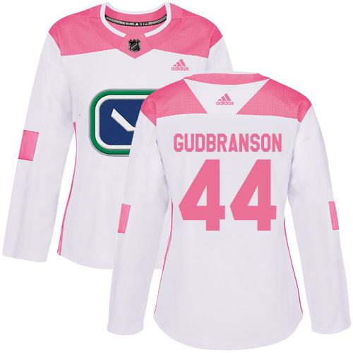 Women's Adidas Vancouver Canucks #44 Erik Gudbranson Authentic White/Pink Fashion NHL Jersey