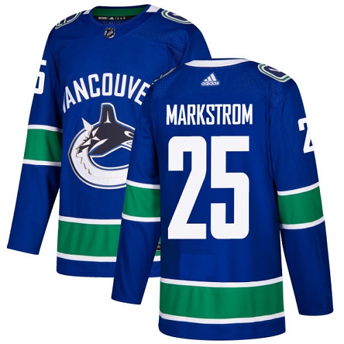 Men's Adidas Vancouver Canucks #25 Jacob Markstrom Premier Blue Home NHL Jersey