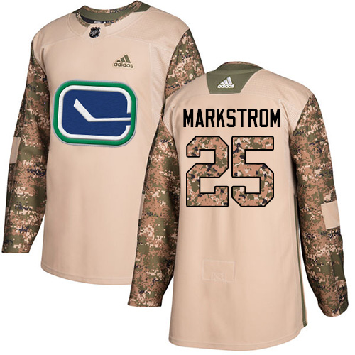 Men's Adidas Vancouver Canucks #25 Jacob Markstrom Authentic Camo Veterans Day Practice NHL Jersey