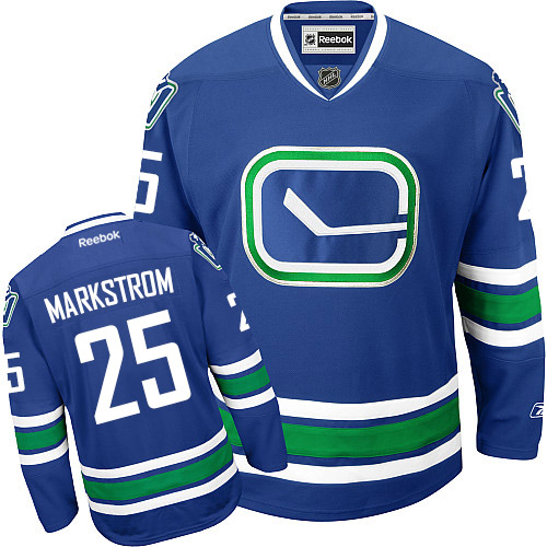 Youth Reebok Vancouver Canucks #25 Jacob Markstrom Authentic Royal Blue Third NHL Jersey