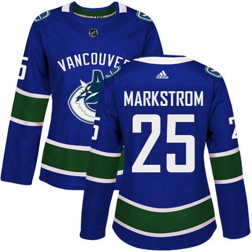Women's Adidas Vancouver Canucks #25 Jacob Markstrom Authentic Blue Home NHL Jersey