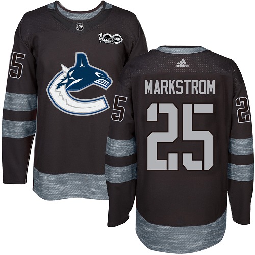 Men's Adidas Vancouver Canucks #25 Jacob Markstrom Authentic Black 1917-2017 100th Anniversary NHL Jersey