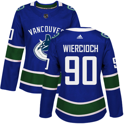 Women's Adidas Vancouver Canucks #90 Patrick Wiercioch Authentic Blue Home NHL Jersey