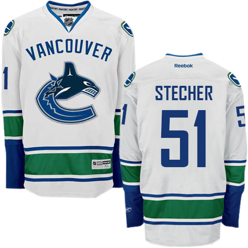 Men's Reebok Vancouver Canucks #51 Troy Stecher Authentic White Away NHL Jersey
