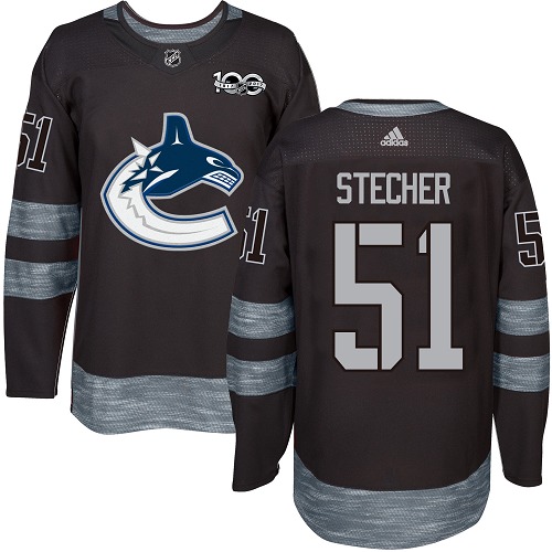 Men's Adidas Vancouver Canucks #51 Troy Stecher Authentic Black 1917-2017 100th Anniversary NHL Jersey